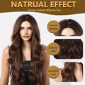 Brown Wigs for Women, Natural Long Wavy Chestnut Brown 28 Inch Middle Part Synthetic Heat Resistant Wig for Daily Party Date